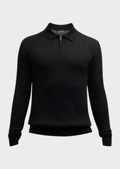 Armani Men's Half-Zip Ribbed Polo Sweater