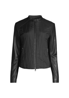 Armani Mixed Media Leather Moto Jacket