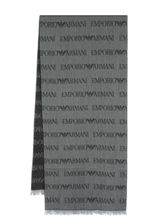 Armani monogram-pattern knitted scarf