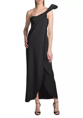 Armani One-Shoulder Silk Draped Gown