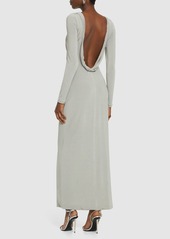 Armani Open Back Draped Jersey Long Dress