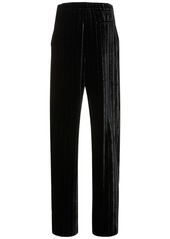 Armani Pinstripe Velvet Straight Pants