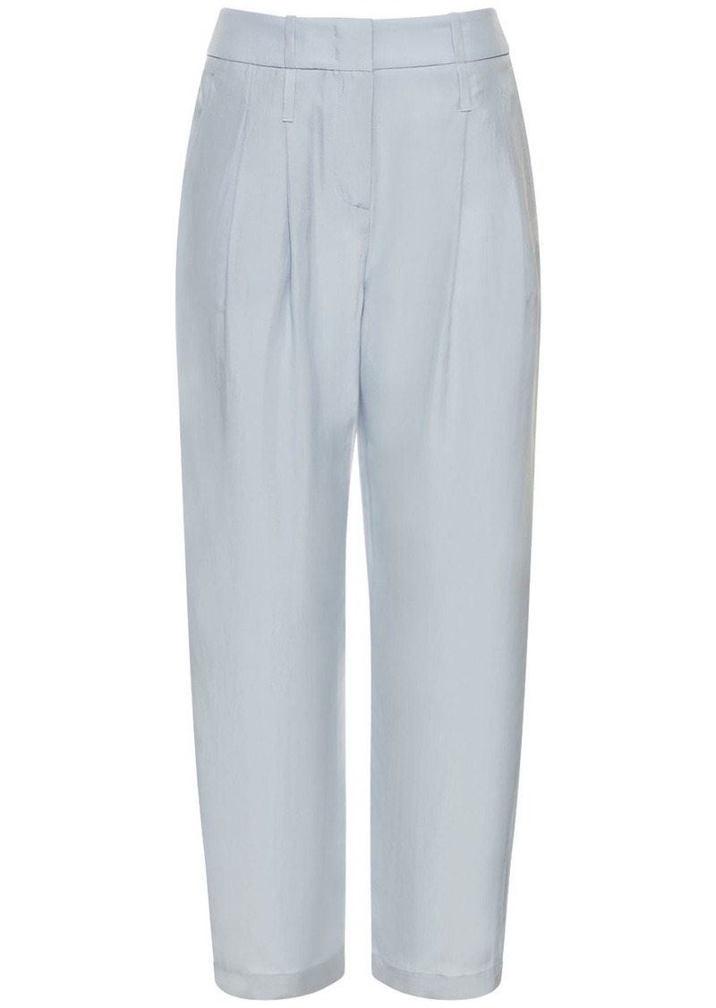 Armani Pleated Silk Crepe High Waist Pants