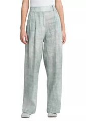 Armani Pleated Wide-Leg Linen Pants