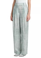 Armani Pleated Wide-Leg Linen Pants