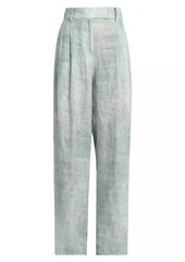 Armani Pleated Wide-Leg Linen Pants