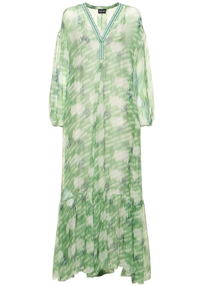 Armani Printed Silk Georgette Kaftan Dress