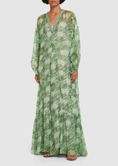 Armani Printed Silk Georgette Kaftan Dress