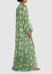 Armani Printed Silk Georgette Kaftan Dress