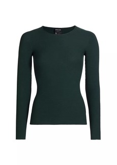 Armani Rib-Knit Jersey Long-Sleeve T-Shirt