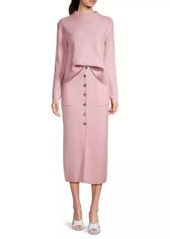 Armani Rib-Knit Wool-Cashmere Blend Midi-Skirt