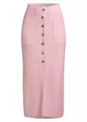 Armani Rib-Knit Wool-Cashmere Blend Midi-Skirt