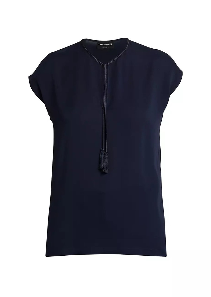 Armani Silk Georgette Keyhole Blouse