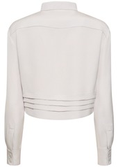 Armani Silk Satin Crop Shirt W/ Pleats