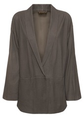 Armani Single Breasted Suede Caban Jacket