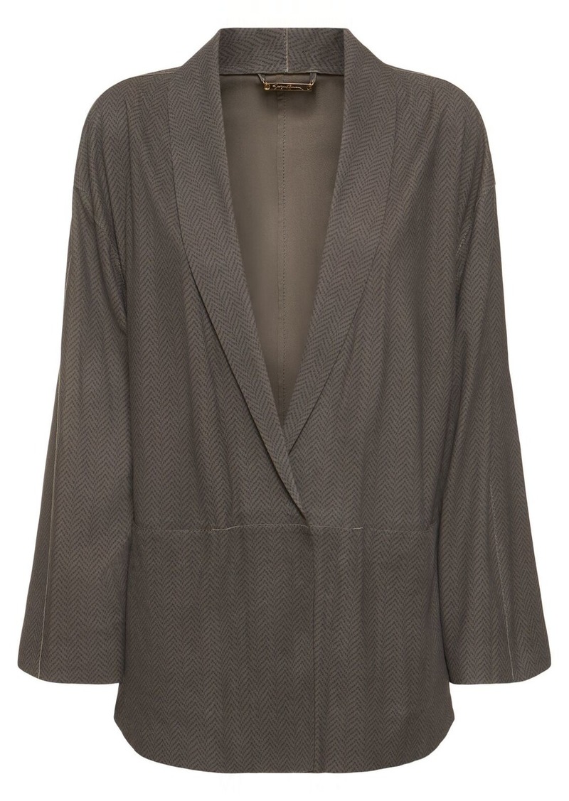 Armani Single Breasted Suede Caban Jacket