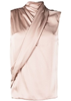Armani sleeveless draped satin-silk top