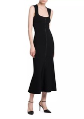 Armani Squareneck Body-Con Flounce Midi-Dress