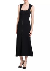 Armani Squareneck Body-Con Flounce Midi-Dress