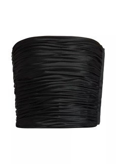 Armani Strapless Gathered Silk Top