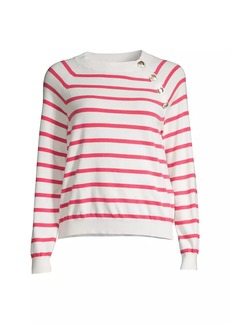 Armani Striped Buttoned Knit Top