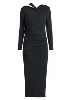Armani Twisted Long-Sleeve Midi-Dress