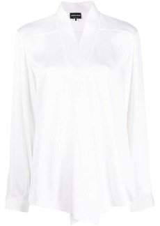 Armani V-neck long-sleeves silk shirt