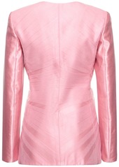 Armani V-neck Silk Zip Blazer