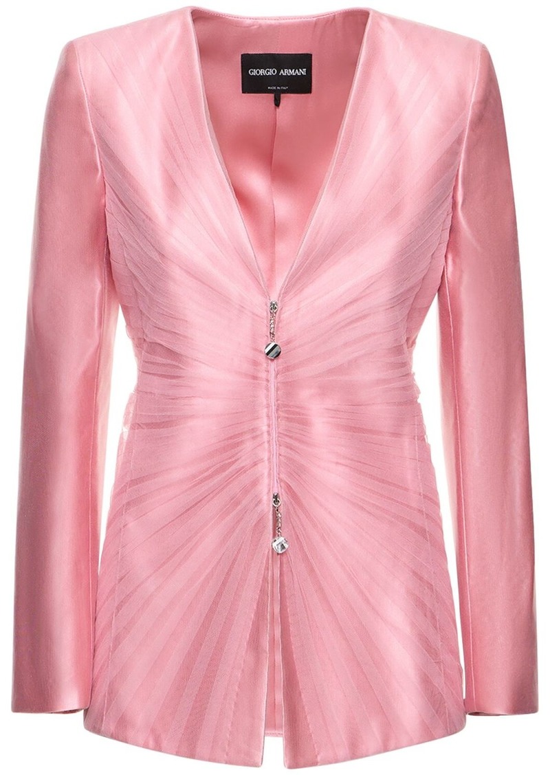 Armani V-neck Silk Zip Blazer