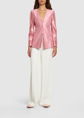 Armani V-neck Silk Zip Blazer