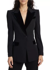 Armani Velvet-Embellished Single-Breasted Jacket