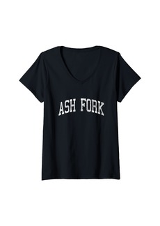 Womens Ash Fork Arizona AZ Vintage Athletic Sports Design V-Neck T-Shirt