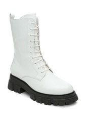 Ash Liam Combat Boot in Off White Leather at Nordstrom