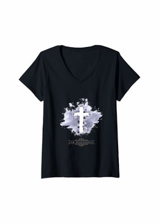 Womens Ash wednesday concept with cross V-Neck T-Shirt