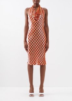 Ashish - Check Sequinned-georgette Midi Dress - Womens - Terracotta Multi
