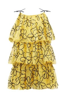 Ashish - Daisy Tiered Sequinned-tulle Mini Dress - Womens - Yellow Multi