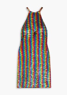 Ashish - Striped sequined georgette mini dress - Multicolor - M