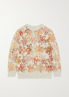 Ashish Daisy Field Embroidered Cotton-blend Jersey And Tulle Sweatshirt