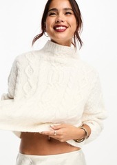 ASOS DESIGN Cable Funnel Neck Crop Sweater