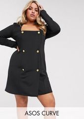 ASOS DESIGN Curve jersey square neck double breasted blazer