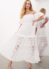 ASOS DESIGN EDITION Broderie Anglaise Off the Shoulder Tiered Dress