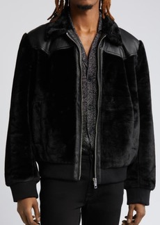 ASOS DESIGN Faux Fur & Faux Leather Harrington Jacket