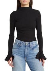ASOS DESIGN Funnel Neck Bell Cuff Ribbed Top