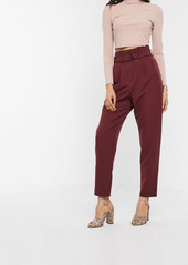 ASOS DESIGN paperbag pants with d ring in oxblood