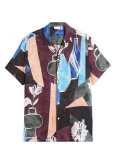 ASOS DESIGN Relaxed Fit Short Sleeve Button-Up Camp Shirt in Purple Multi at Nordstrom Rack