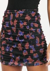 ASOS DESIGN ruched mesh mini skirt in dark floral print
