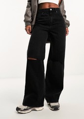 ASOS DESIGN Ripped Wide Leg Dad Jeans