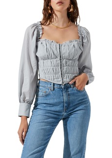 ASTR the Label Amber Puff Sleeve Smocked Blouse in Dusty Blue at Nordstrom Rack