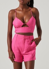 ASTR the Label Amiah Linen Blend Crop Top in Pink at Nordstrom Rack