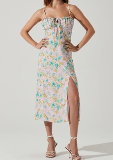 ASTR the Label Avalee Floral Back Cutout Midi Dress in Pink Turquoise Floral at Nordstrom Rack